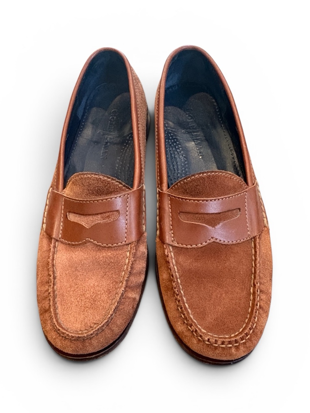 Cole Haan Pinch Penny Loafers Men's 8.5 Brown Suede & Leather READ
